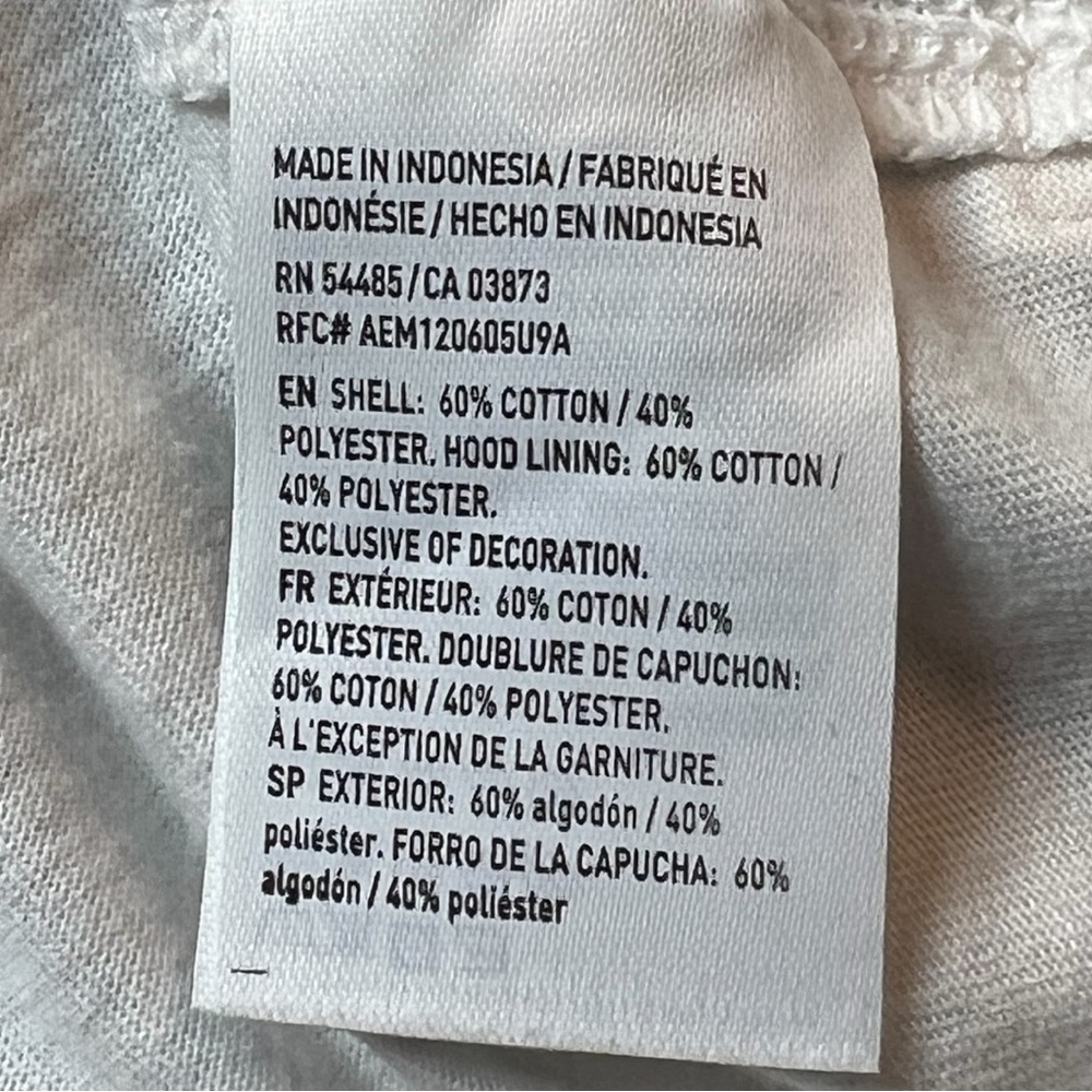American Eagle Hoodie M White Gray Raglan Pullover Kangaroo Pocket Casual - Picture 4 of 8